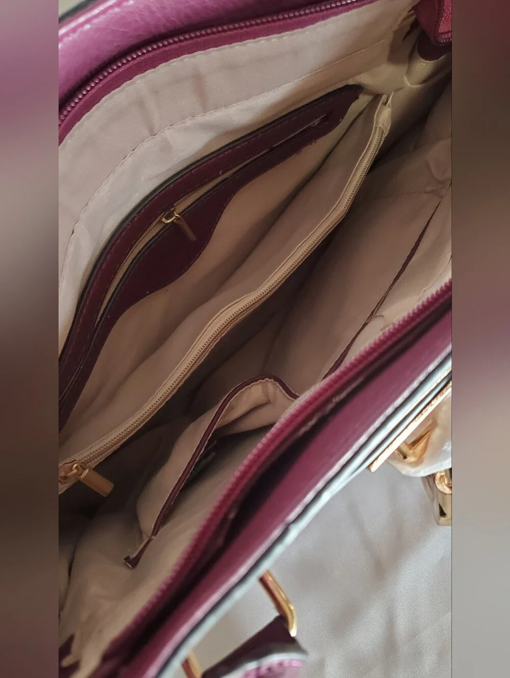 Structured Satchel Handbag in Plum - Unbranded
